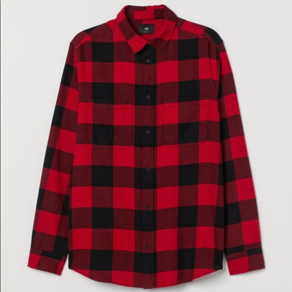 Men Red Plaid flannel shirt size S